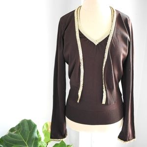 bebe Brown and Gold Tank/ Cardigan Set